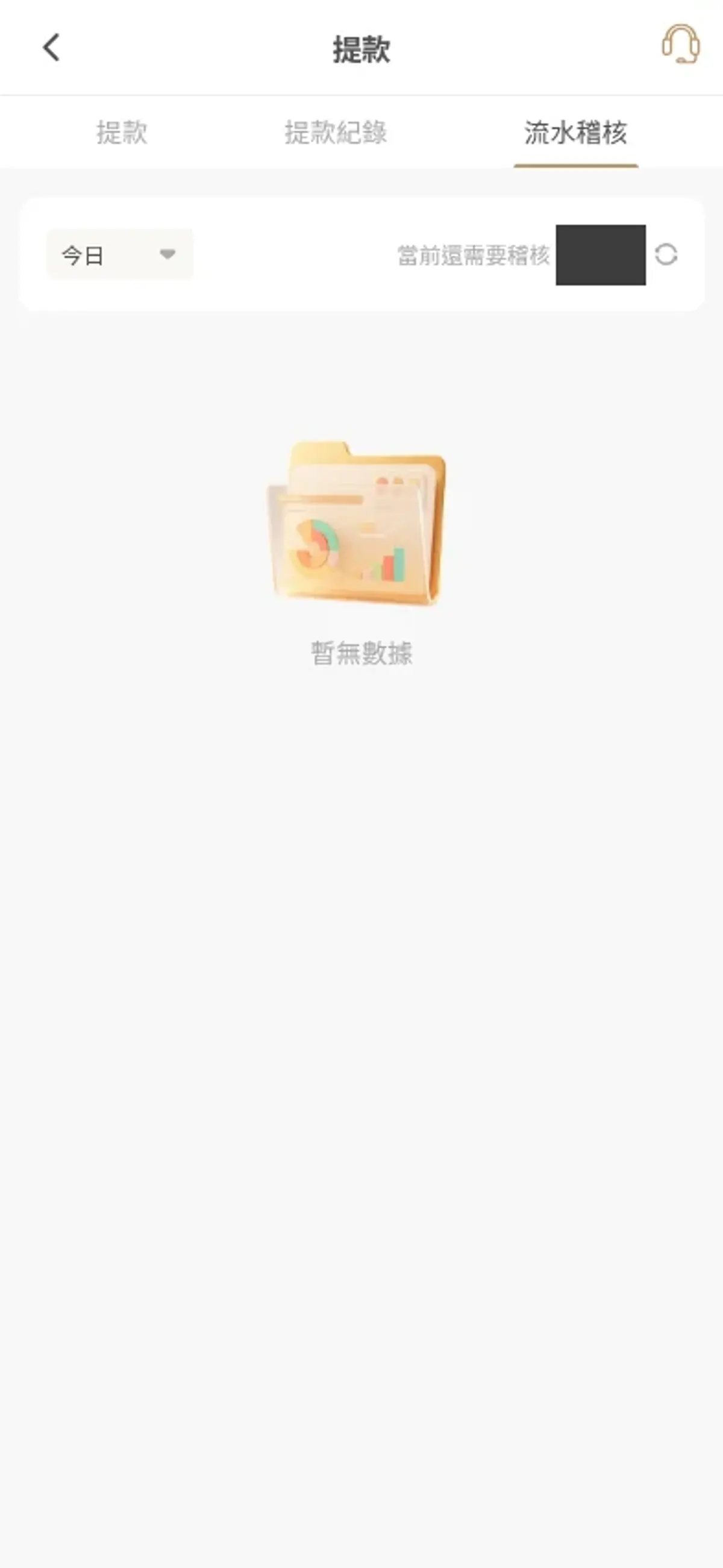 手機提款頁流水稽核頁籤及當前還需要稽核欄位